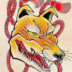 an image of a tattoo design with a wolf's head