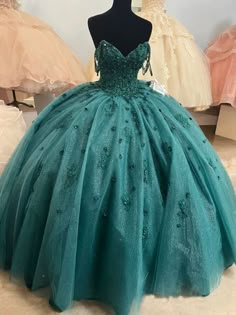 Ball Gown Beaded Quinceanera Dress Spaghetti Straps Emerald Green Quince Dress Emerald Green Quince Dress, Fairytale Quince, Filipino Debut, Emerald Green Quinceanera Dresses, Green Quince Dress, Emerald Green Quince, Green Quinceanera Theme, Green Quinceanera Dresses, Green Quinceanera