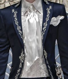 Groom Suits ONGala 2013 Barocco Collection Wedding Suit Men Aesthetic, Blue And White Suit Men, White And Blue Suit Men, Blue Suit Aesthetic Men, Blue Suit Men Aesthetic, Prince Dress For Men, Aesthetic Suit Men, Prince Inspired Outfits, Men Suit Aesthetic