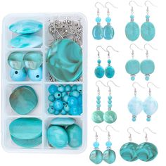 PRICES MAY VARY. ❤[INSTRUCTION FOR BEGINNERS]: Jewelry making starter kit for beginners women adults. Easy to create, fun to wear. Paper Instruction is included in the package to help you finish this earring making kit. ❤[DIY 8 PAIRS ACRYLIC BEAD DROP EARRINGS KITS]: 16pcs x Acrylic Beads(Flat Round, Oval, Rectangle, Horse Eye, Square); 10pcs x Acrylic Beads; 10pcs x Synthetical Turquoise Beads; 10pcs x Column Alloy Beads; 10pcs x Flower Alloy Beads; 20pcs x Flat Head Pins; 16pcs x Brass Earring Jump Ring Jewelry, Turquoise Bead Earrings, Bead Drop Earrings, Stone Bead Jewelry, Earring Kit, Earrings Making, Box Diy, Beaded Drop Earrings, Homemade Jewelry