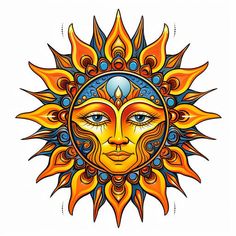 Sun Tattoo - radiate with your unique artwork Sun And Moon Drawings, Fire Tattoo, Warm And Cool Colors, Moon Drawing, Sun Tattoo, Sun Art, Coloring Book Art, Amazing Spiderman, First Tattoo