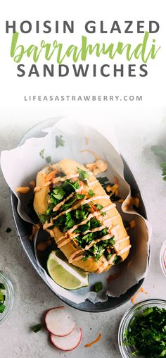 hoisin glazed barbeque sandwich sandwiches with limes and cilantro