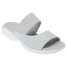 easy spirit x Denise Austin Taisy Slip-On Sandal  Equal portions of style and comfort arrive with Taisy, an easy-to-wear lightweight sandal designed for all-day walking pleasure. Comfortable Gray Sandals With Arch Support, Gray Sandals With Arch Support, Gray Synthetic Sandals With Arch Support, Denise Austin, Flexible Shoes, Fashion Shoes Sandals, Chic Flats, Arctic Blue, Misty Rose