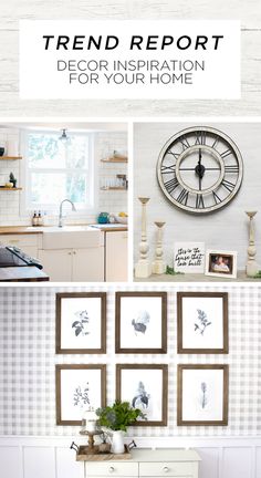 a collage of photos with the words trend report decor inspiration for your home on it