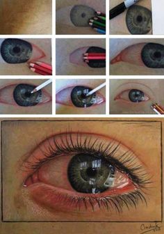 step by step instructions on how to draw an eye with colored pencils for beginners