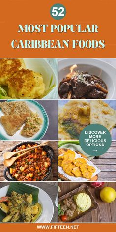 the cover of 52 most popular caribbean foods, including meats and other food items