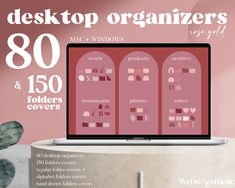 a magazine cover with an image of a desktop computer on it's screen and the words, desk top organizers & 150 folders covers