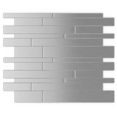 the back side of a stainless steel tile wall with several horizontal lines on each side