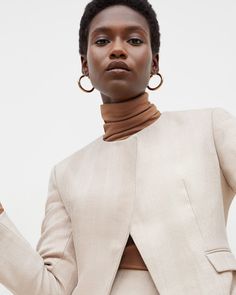 The Axam T-Shirt—Fine Ribbed Cotton - Camel | M.M.LaFleur Turtleneck Under, Pre Fall Collection, Cool Undertones, Virtual Stylist, Work Style, Virtual Fashion, Ribbed Turtleneck, Rolled Hem, Work Fashion