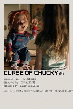 the poster for curse of chucky 2013 shows a creepy doll in front of a woman's face