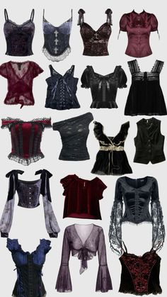 Ranging from more casual to fancy <3 Goth Outfit Ideas, Unusual Clothes, Gothic Clothes, Emo Outfits, Thrift Fashion