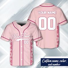 - Premium Material: Our Baseball Jerseys for women men are made from lightweight polyester, boxed flatback mesh fabric offers outstanding durability, insulation, and wrinkle resistance, which provide our customers with a great put-on experience. The elegant workmanship ensures the custom baseball jerseys fits your body excellently. - Customized Baseball Jersey: Let's create your own design with our personalized baseball jersey. Select the desired size and color, then enter the name and number. Please read the size information for choose your own size. - Suitable for any occasion: Straight-fit Baseball Jerseys are prepared with full button sown closures. Our baseball jerseys can be worn on a variety of situations, including hanging out with friends, attending athletic events, or even as cus Pink Jersey Top For College, Pink Moisture-wicking Top For Sports Events, Casual Pink Baseball Jersey For Sports, Sporty Pink Jersey Top, Casual Cotton Baseball Jersey Breathable, Casual Short Sleeve Breathable Baseball Jersey, Fitted Casual Baseball Jersey With Team Name, Casual Fitted Baseball Jersey With Team Name, Casual Fitted Jersey With Team Name