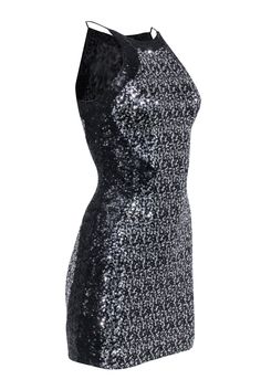 Get ready to dazzle at your New Year's Eve party with this mini dress from Dress The Population! With its black and silver sequins and sleeveless design, you'll be the center of attention all night long. Perfect for those who love to shimmer and shine! Size XS Made in USA Shell 90% Polyester, 10% Spandex Lining 97% Polyester, 3% Spandex Invisible zipper back Sleeveless Bust 30" Waist 25" Shoulder to hem 33" Metallic Embellished Sleeveless Mini Dress, Luxury Black Mini Sequin Dress, Luxury Silver Sequined Mini Dress, Party-ready Embellished Mini Sequin Dress, Party-ready Black Sequin Mini Dress, From Dress, Spring Knits, New Year's Eve Party, Shimmer And Shine