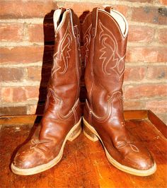 Vintage  Lehigh Cowgirl Boots size 8 by EndlessTreasuresNJ on Etsy, $79.00 Vintage Moto Boots With Reinforced Heel For Fall, Vintage Snip Toe Heeled Boots With Reinforced Heel, Vintage Boots With Reinforced Heel And Almond Toe, Vintage Boots With Almond Toe And Reinforced Heel, Rugged Brown Wide Calf Boots, Rugged Wide Calf Brown Boots, Vintage Brown Rustic Boots For Fall, Vintage Ankle Boots With Stacked Heel, Vintage Brown Ankle Heeled Boots