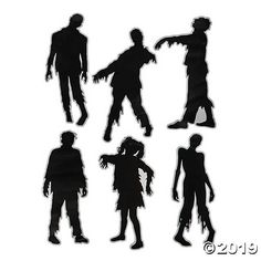 the silhouettes of zombies are shown in black and white