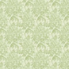 a green and white wallpaper with leaves on it