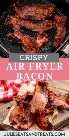 crispy air fryer bacon on the grill with text overlay