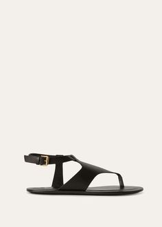 Trani Sandals in Calfskin Black | Loro Piana Wild Plum, Ostrich Leather, Deer Skin, Loro Piana, Microfiber Cloth, Personalized Products, Flip Flop Sandals, Flat Sandals, Calf Skin