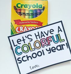 a sign that says crayons and let's have a colorful school year