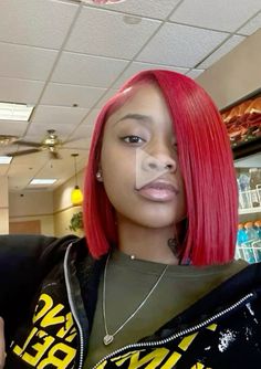 Short Red Quick Weave Hairstyles, Red Bob Quick Weave Black Women, Red Natural Hairstyles Black Women, Hairstyles For Red Hair Black Women, Side Part Red Hair, Red Bobs For Black Women, Red Middle Part Quick Weave, Red Hair Black Women Hairstyles, Bobs On Black Women Weave