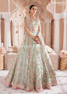 Lehenga Choli Pakistani Bridal Dress, Walima Dress, Desi Wedding Dresses, Wedding Lehenga Designs, Asian Bridal Dresses, Asian Wedding Dress, Bridal Dresses Pakistan, Green Lehenga, 파티 드레스