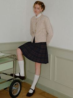 Designer fashion, Seoul-fully created | W Concept Casual School Fall Outfits, School Outfits Colorful, Short Plaid Skirt Outfit, Plaid Pleated Skirt Outfit, Vintage School Uniform, Sewing Patterns Plus Size, Gathered Skirt Pattern, 90s Japan Fashion, Vintage Skirt Outfit