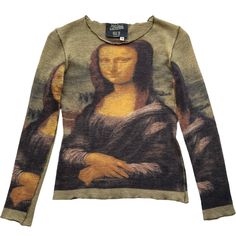 Mona Lisa sweater with ribbed edges Jean Paul Gaultier Maille Spring Summer 1995 Very good state Size M Shoulder width 35 cm Chest width 39 cm Back length 50 cm Fitted Vintage Long Sleeve Sweatshirt, Vintage Long Sleeve Winter Tops, Fitted Long Sleeve Vintage Sweatshirt, Fitted Crew Neck Sweatshirt For Fall, Fitted Crew Neck Sweatshirt For Layering, Vintage Crew Neck Sweater For Layering, Fall Vintage Tops For Layering, Fitted Crew Neck Sweatshirt With Ribbed Collar, Fitted Long Sleeve Vintage Sweater