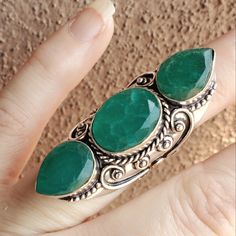 Brand New Handmade Emerald Antique Design Silver Statement Ring. Size 6 925 Stamped New To Poshmark? Use Referral Code Kimberlyn222 To Receive $10. Bohemian Silver Emerald Ring, Stamped 925 Emerald Jewelry, Handmade Classic Sterling Silver Emerald Ring, Emerald Eyes, 6 Rings, Big Rings, Statement Ring Silver, Ring Color, Antique Design