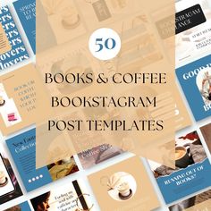 the top 50 books and coffee instagramm post templates for your blog or website