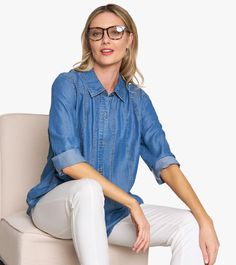 Stunningly designed and crafted using luxurious Tencel® denim, our Between The Lines Tunic is here to revolutionize the way you think of denim shirts! Featuring contrast top stitching, cut-up panels, and handy side seam pockets, this style makes a statement. Step up your style today! This is a limited production item produced in small quantities. If your selected size/color is currently sold out and pre-order is available, pre-order yours today to be first on the list for our next shipment! Tencel Denim, Contrast Top, Denim Shirts, Be First, Cut Up, Special Promotion, Top Stitching, Denim Shirt, The List