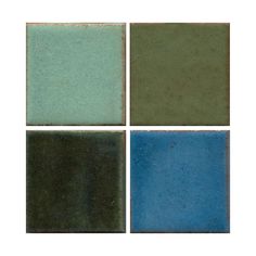 four different colors of ceramic tile on a white background