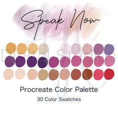 an advertisement for the procreate color palette, which is available in multiple colors