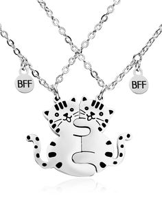 PRICES MAY VARY. 【Cat Matching BFF Necklace 2】The Matching makes the Kittens together while teen girls and teen boys wearing them and getting closer, the little BFF hang beside the cats to secure your bond, super cute and fun.Best Friend friendship BFF necklace 2 Kitty Matching Necklace Set 2 Perfect for(Teenagers) 1 boy and 1 girl,2 boys,2 girls,best friends,2 Sister,lovers,Family,on Graduation, birthday, Mother's Day, new year, Christmas,Valentines,Thanks giving Day. 【Friendship Necklace for 2 Cat Friendship Necklace, Cat Best Friend, Cats Cuddling, Mom Daughter Necklace, Matching Bff, Bff Necklace, Best Friends Sister, Best Friend Necklace, 2 Cats