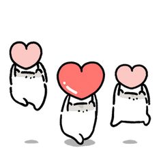 three people with hearts on their backs, one holding a red heart and the other wearing white