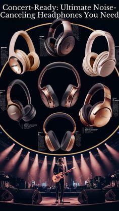 an advertisement for headphones with the words concert ready ultimate noise - catching headphones you need