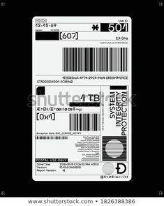 a black and white label with bar code on it