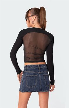 Azal Half Ribbed Mesh Top Visionary Fashion, Black Mesh Top, Mesh Blouse, Long Sleeved Top, Party Tops, Perfect Party, Blouse Top, Model Height, Pacsun