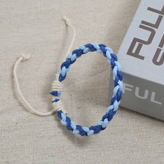 Style: Korean Style/Korean Style Material: Wax line Traditional Blue Bracelets For Beach, Blue Bohemian Braided Bracelets, Blue Bohemian Braided Woven Bracelets, Blue Bohemian Braided Bracelet, Blue Braided Bracelets For The Beach, Bohemian Blue Wristband For Beach, Blue Woven Braided Bracelets For Festival, Blue Woven Braided Bracelet For Festivals, Blue Braided Bracelet For Beach