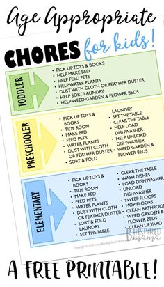 a free printable chores for kids to help them learn how to use it