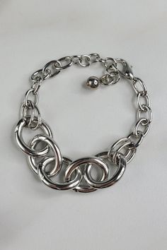 Yin Bracelet with Rhodium Plated Mixed Cable Chain - Handmade Indie Jewelry Silver Chunky Chain Round Jewelry, Silver Jewelry With Chunky Chain, Silver Jewelry With Round Chunky Chain, Modern Hypoallergenic Silver Charm Bracelet, Silver Charm Bracelet With Oval Link Chain, Trendy Silver Chain Link Charm Bracelet, Trendy Silver Charm Bracelet With Lobster Clasp, Trendy Silver Chain Bracelet With Lobster Clasp, Silver Stainless Steel Bracelet With Cable Chain