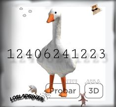 an image of a duck with numbers on it