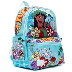 WondaPOP - Disney Lilo and Stitch Park Day Nylon Mini Backpack 13" Backpack WondaPOP Disney Nylon Backpacks are known for their whimsical Disney prints and designs. Made of high quality durable polyester fabric on the exterior. Roomy, fully lined interior with a zipper pocket. Officially Licensed Disney Product. Character Style Backpack For Disney Fan Events, Back To School Backpack For Disney Fan Events, Disney Backpack For School, Disney Style Standard Backpack, Disney Themed Standard Backpack For Disney Trips, Disney Style Multicolor Standard Backpack, Blue Character Backpack For Disney Trips, Disney School Backpack, Disney Style Backpack For Disney Trips