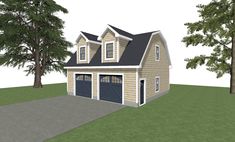 "THE RED MAPLE ( Garage Plans ) - Building Size = 30'-0\" x 28-0\" - Pitch / Roof Slope = Gambrel Style - Wall Height = 10'-0\" - Garage Door Size = 9'-0\" x 8'-0\" - Dog House Dormers - Qty 2 THE RED MAPLE : A Standard 2 Car Garage. - 2 Levels This structure is perfect for parking (2) Vehicles with a Storage or Studio Above. Stair Access is provided at the Rear of the Layout away from Traffic. The Plan Set Includes : - 3D VIEWS : in a variety of colors to stimulate ideas. - LAYOUTS : of the 1st