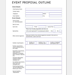 a sample event proposal form is shown in this image, it shows the details for an event