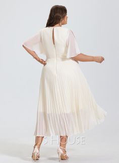 A-line Scoop Asymmetrical Chiffon Wedding Dress With Pleated (002207424) - JJ's House Chiffon A-line Wedding Dress, Pleated Chiffon Dress For Wedding, Summer A-line Mother Of The Bride Wedding Dress, White Chiffon Dress For Banquet, White Chiffon Banquet Dress, Flowy Georgette Mother Of The Bride Dress For Wedding, Elegant A-line Chiffon Wedding Dress, A-line Georgette Wedding Dresses, Cream Chiffon Wedding Dress