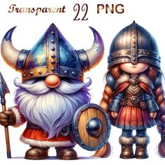 an image of two gnomes with helmets and swords