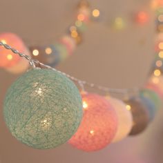 Cotton Ball String Lights Cotton Ball Garland, Battery Operated Garland, Cotton Ball String Lights, Cotton Ball Lights, Ideas Habitaciones, Led Garland, Fairy Lights Decor, String Ball Lights, Christmas Fairy Lights