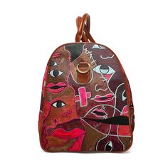 Soul Trek Leather Weekender - Etsy Artistic Red Shoulder Bag For Everyday, Artistic Red Shoulder Bag For Everyday Use, Artistic Hand Painted Travel Bags, Hand Painted Shoulder Bag For Travel, Red Hand Painted Bags, Artistic Brown Bag For Everyday Use, Artistic Brown Bags For Everyday Use, Modern Multicolor Satchel For Travel, Artistic Red Bags For Daily Use