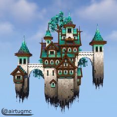 Sky City Minecraft, Sky House Minecraft, Minecraft Castle Ideas Blueprints, Minecraft Building Tutorials, Tower Minecraft, Minecraft Tower, Minecraft Building Blueprints, Minecraft Idea, Minecraft Steampunk