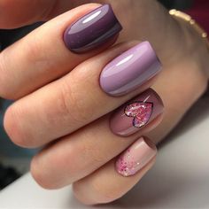 Unghie Sfumate, Heart Nail Designs, Manicure Nail Designs, February Nails, Nail Designs Glitter, Heart Nails, Nail Extensions